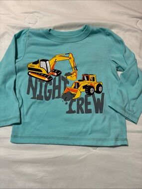 Kids' Teal 'Night Crew' Construction Pajama Top